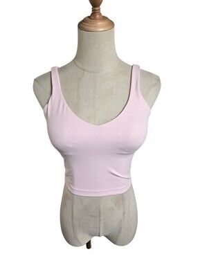Lululemon Women's Light Pink V-Neck Crop Tank Sports Bra Top